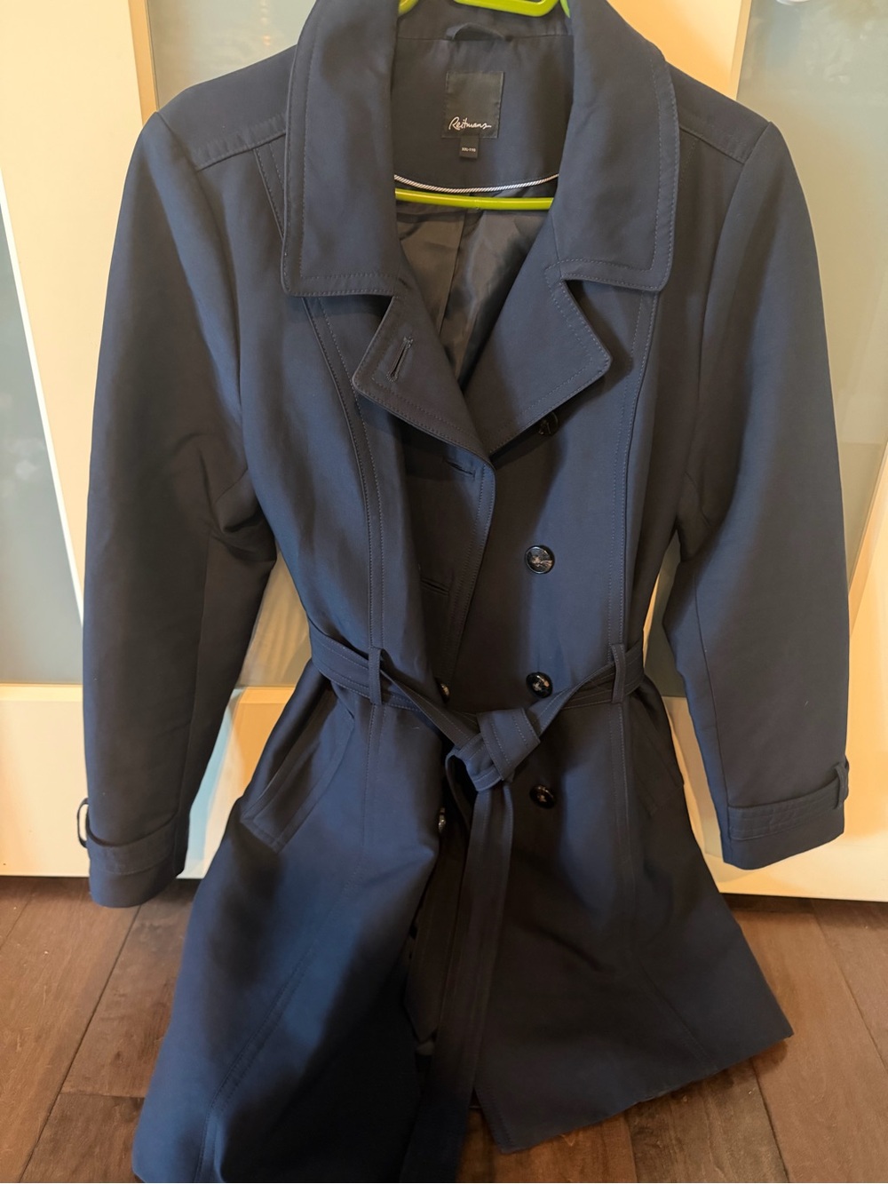 Reitmans Navy Double-Breasted Trench Coat with Belt - Picture 5 of 5